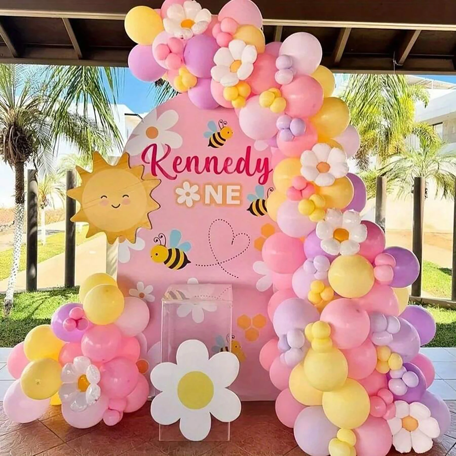 121-teiliges Gänseblümchen-Latexballon-Kranz-Set, geeignet für Hochzeiten, Geburtstage, Pop-Partys und Brautpartys – Detail 4