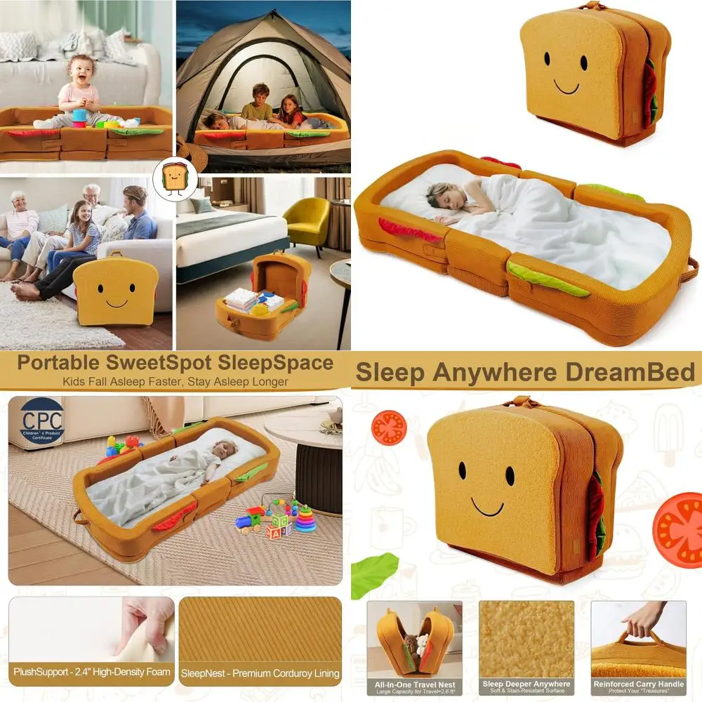 

Портативная складная дорожная кроватка для малышей с моющимся чехлом и защитным бортиком