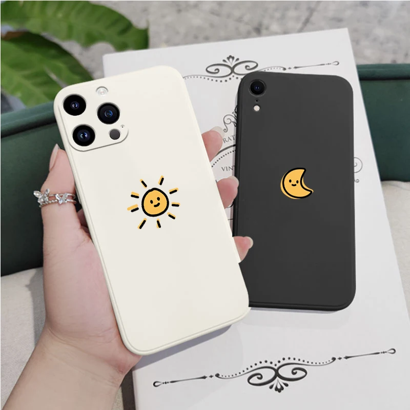 

Sun Moon Silicone Phone Case For iPhone 14 11 12 13 Pro Max Mini 8 7 6 6S Plus 10 X Xr Xs Max SE 2020 Soft Shell Cover