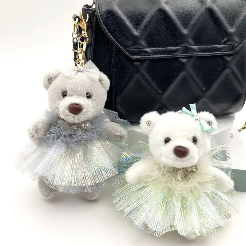 so pretty Mascot doll beautiful bear dress skirt lifelike beautiful Pendant decorate birthday keychain fahione gift