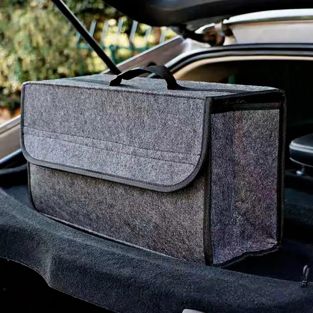 Anti Slip Compartment Boot Storage Car Storage Bag Car Trunk Organizer Soft Felt Storage Box Auto Stowing Tidying Container Bags