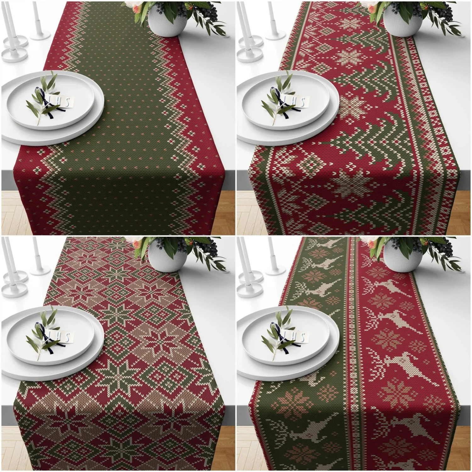 Winter Table Setting,Christmas Kitchen Decor,Xmas Deer Table