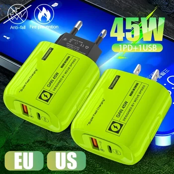 IPhone Samsung için 45W hızlı şarj USB tipi C PD çift limanlar şarj ab abd 45W hızlı şarj akıllı telefon şarj için Xiaomi