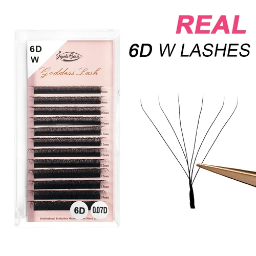 Imagen 1 del producto Extensión de pestañas en forma de W de diosa Cilios 6D, pestañas postizas individuales de alta calidad con floración automática, rizo C/D