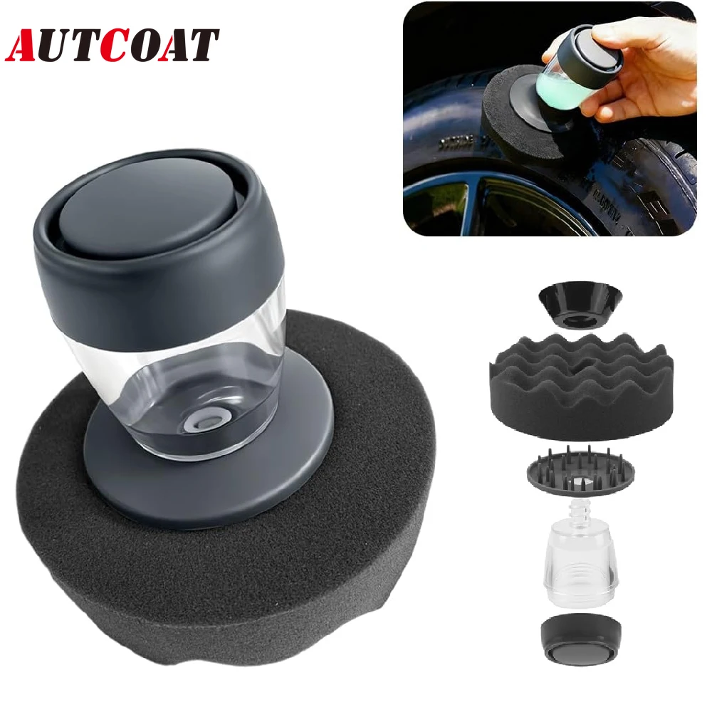 1PCS Flow Tire Shine Applicator, Reusable Car & Truck Tire Dressing Applicator, No-Drip Streak-Free Tire Shine Applicator Pad