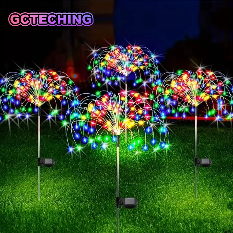 8 Mode Solar Powered Outdoor Grass Globe Dandelion  Lamp 90/120/150/180/200 LED For Garden Lawn Landscape Holiday Light