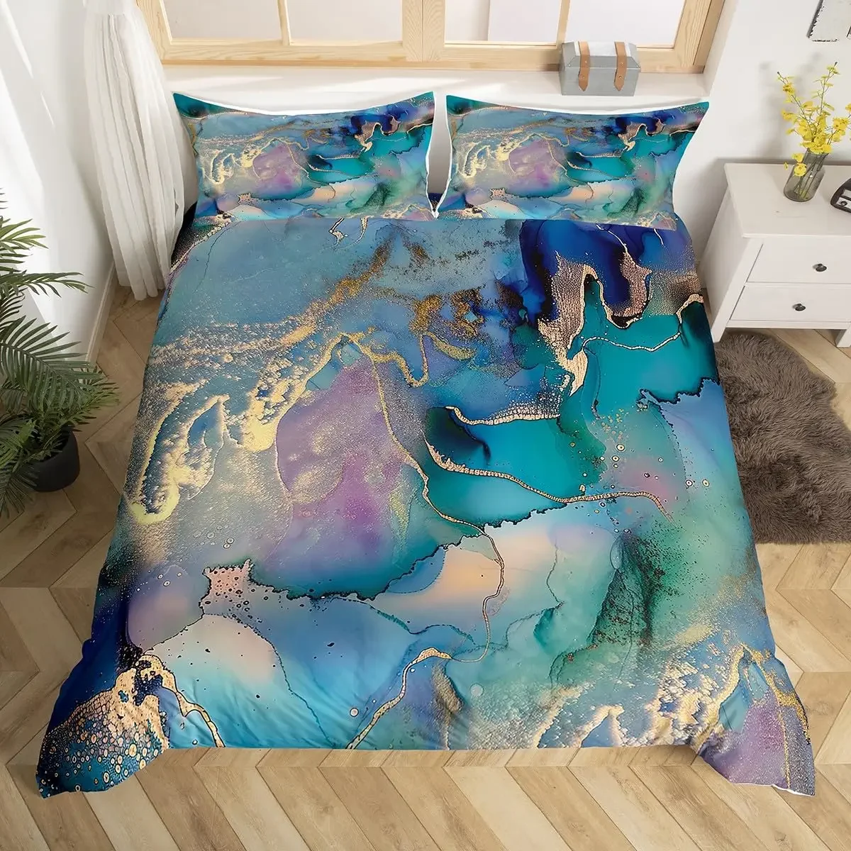 

Легкий комплект постельного белья с красочным градиентом и 3D принтом, уютный пододеяльник King Queen Twin Size, подарок на день рождения для взрослых и детей, декор для спальни