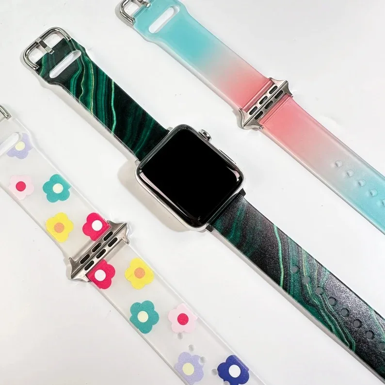 Strap for Apple watch Band 44mm 40mm 45mm 41mm 38mm 42/46mm correa Printed bracelet iWatch series 10 8 7 6 5 3 SE 9 ultra2 49mm