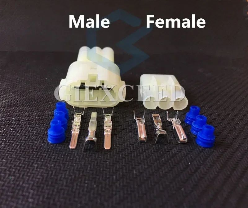 2 Sets 3 Pin AC Assembly 6180-3451 6187-3801 HM 090 Female And Male Electrical Waterproof Connector Auto Socket
