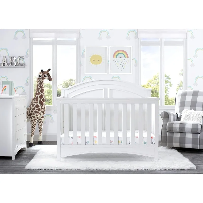 Delta Children Perry 6-in-1 Convertible Crib - Greenguard Gold Certified, Bianca White