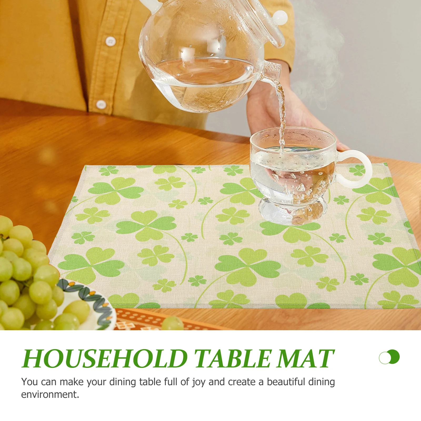 4 قطع شامروك الجدول حصيرة مجموعة سانت باتريك يوم ديكور قابلة لإعادة الاستخدام المفارش للمنزل حفلة نزهة الجدول الديكور