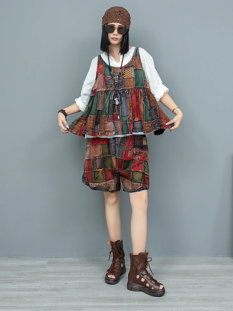 Heavy Industry Contrast Color Suspender Vest + Shorts Two-piece Set Women 2024 Summer Fashion Short Set LX1708