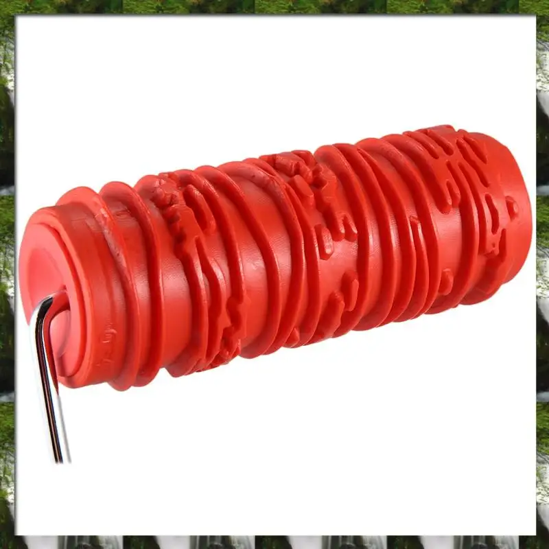 The New 6 Inch Painting Roller With Handle Rubber Wood Pattern Graining Knurling Tool For Wall Decoration Red