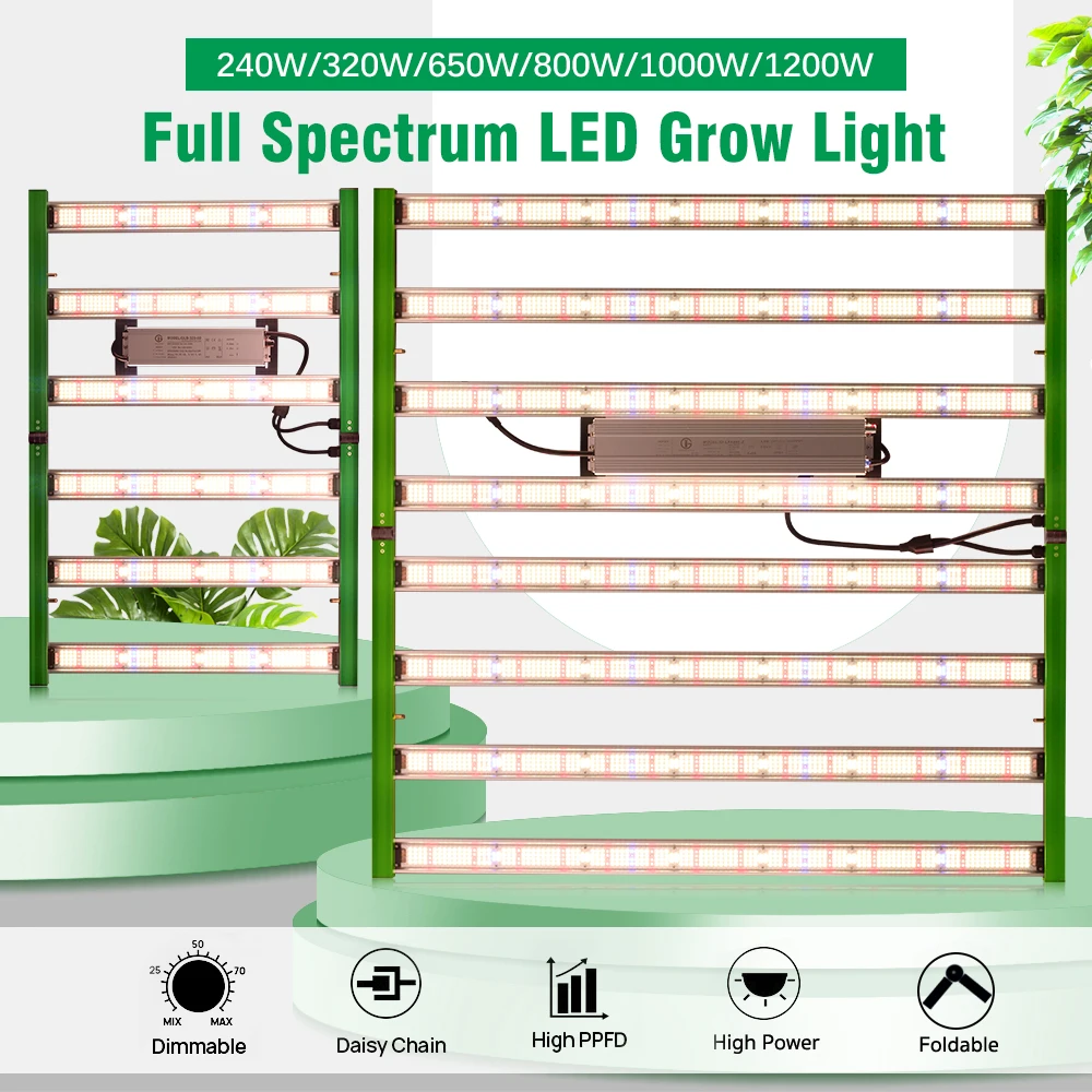 Foldable Full Spectrum LED Growth Lamp 240W-1200W Built In SMD LM3030 White/Red/IR/Blue/UV/Warm Light Chip High-Efficiency Lamp