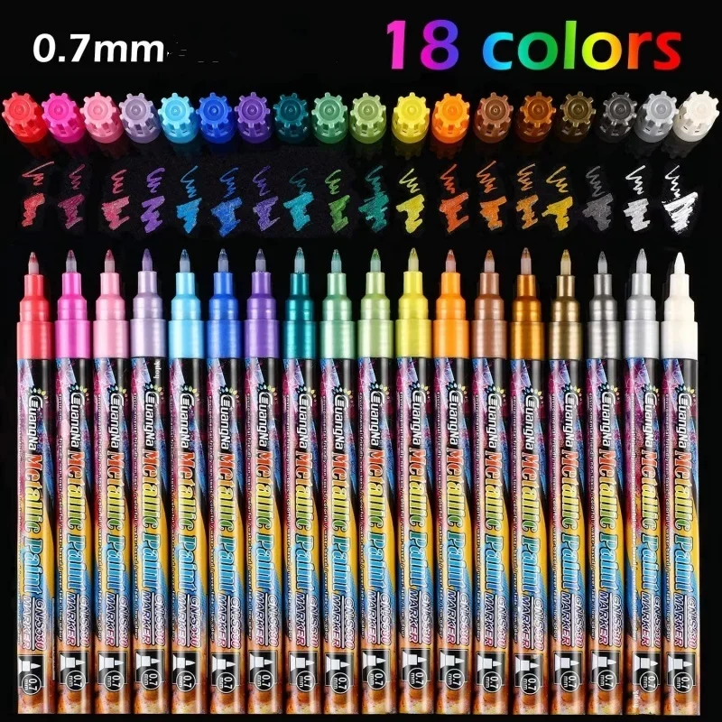 

6/24 Colors Acrylic Metallic Marker Pens Extra Fine Point Paint Pen Art Permanent Markers Painting for Cards Signature Lettering