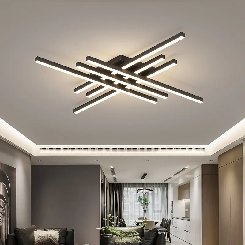 Modern Minimalist Living Room Rectangular Chandeliers Without Main Lamp Bedroom Ceiling Lamp Luxury Style Package Lighting Light