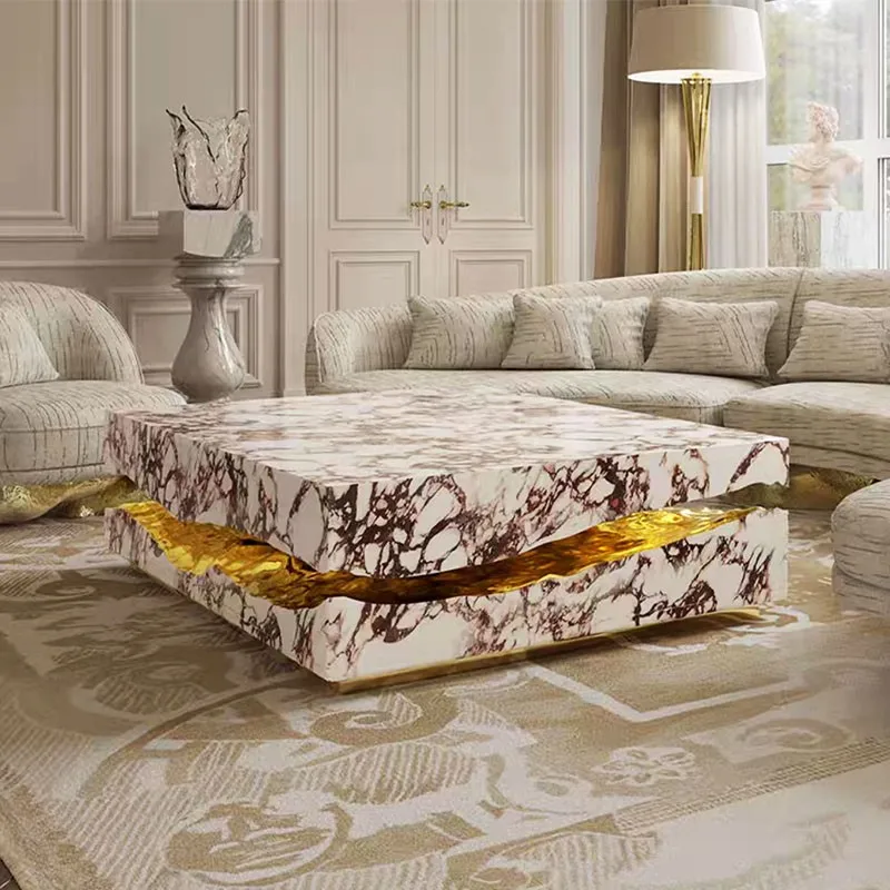 Light Luxury Marble Coffee Tables Modern Creative Individual High-end Coffee Tables Designer Living Room Furniture Quemo YSCJ