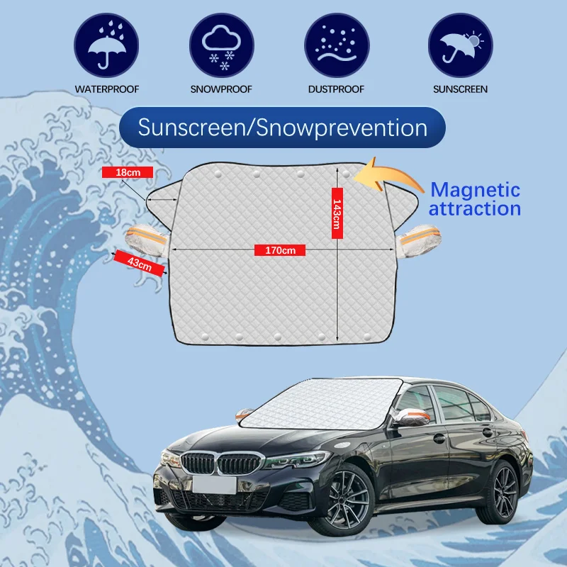 For BMW 3 Series 328i E90 E92 E93 F30 Car Winter Windshield Snow Cover Frost Protection Anti-ice Front Windscreen Cover