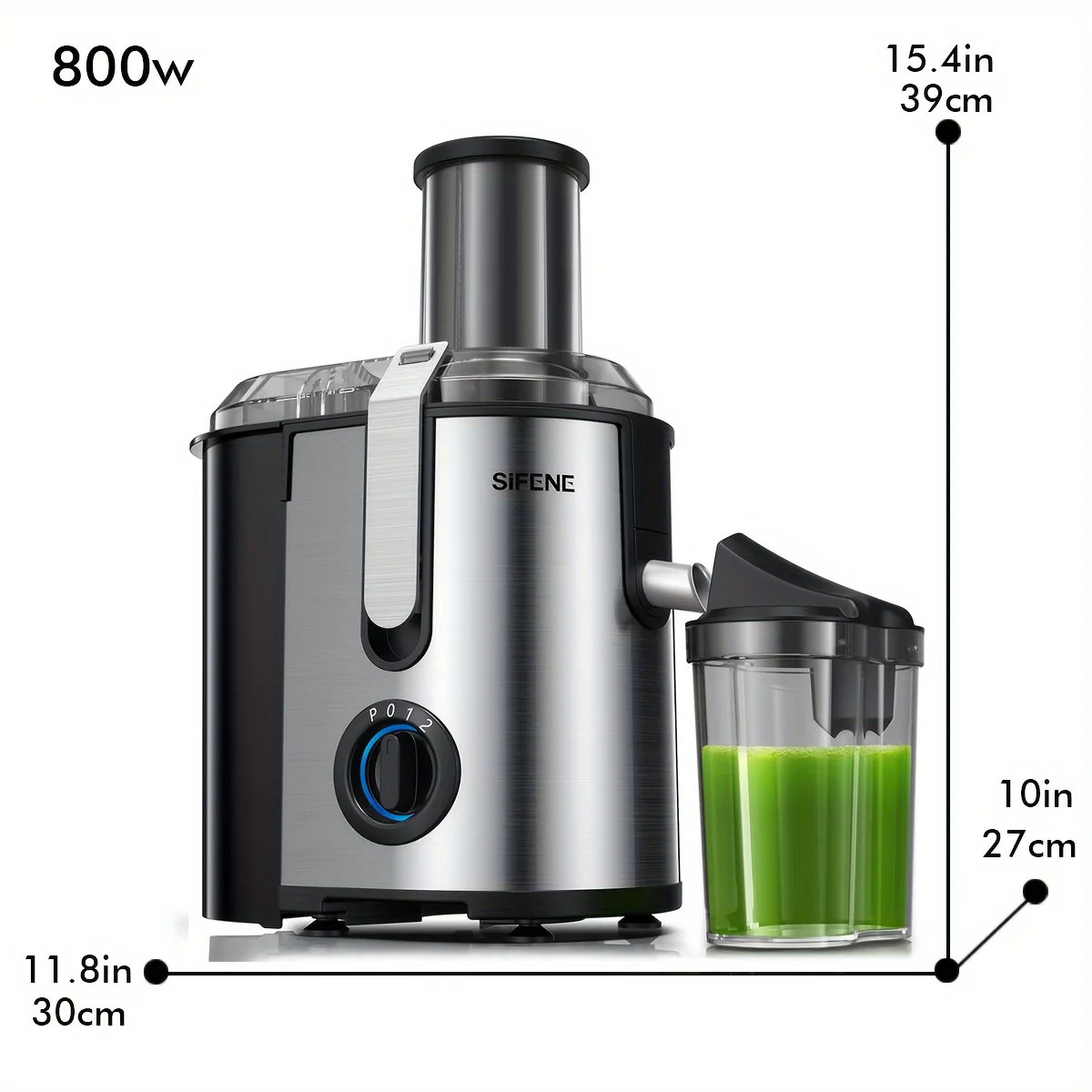 Máquina de espremedor de aço inoxidável Sifee, poderoso extrator, para frutas e vegetais inteiros, sem bpa, 1, 2 polegadas, 1000w