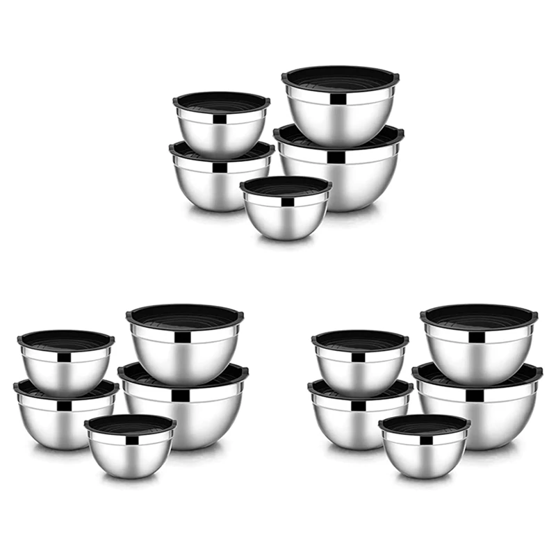 

15 Pcs Mixing Bowl,Stainless Steel Stackable Salad Bowl With Airtight Lid,Serving Bowl For Kitchen Cooking Baking,Etc