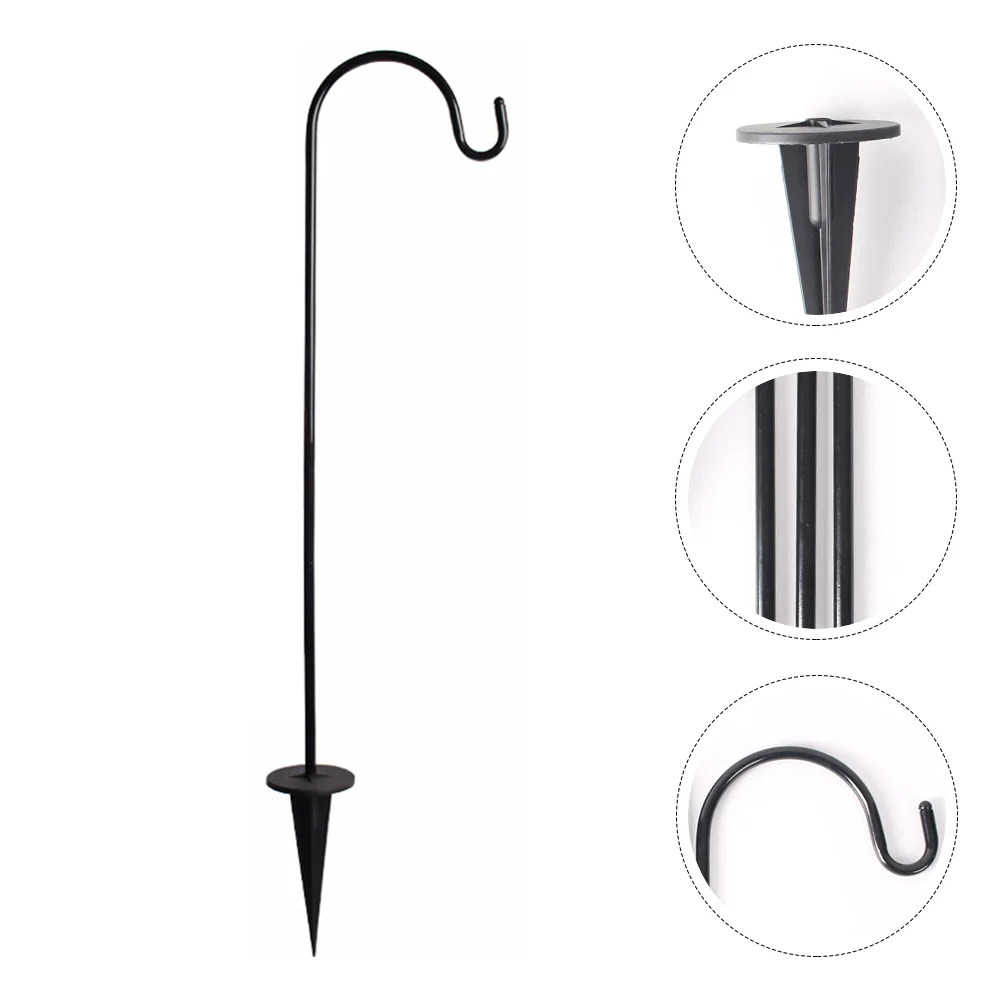 Heavy Duty Shepherds Hook Wind Chime Hanger Iron Floor Plug Hooks Stand Outdoor Solar Powered Lights