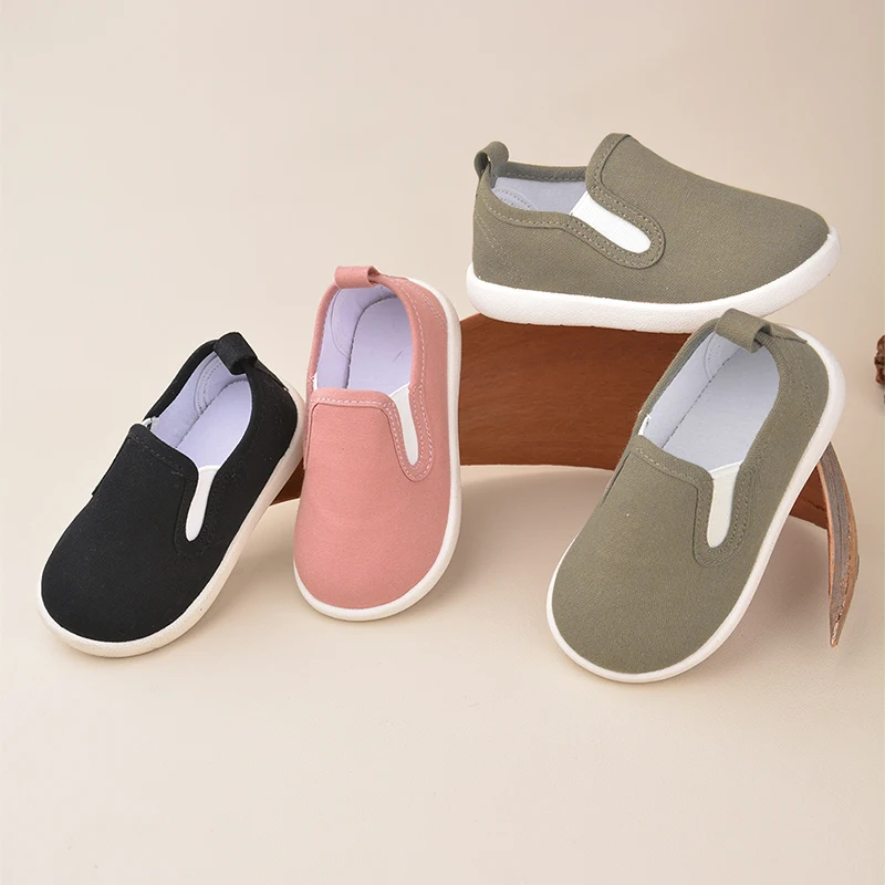 Spring Little Kids Lovely Slip-on Lightweight Soft Canvas Sneakers Toddlers Casual Daily First Walking Shoes EK9S111