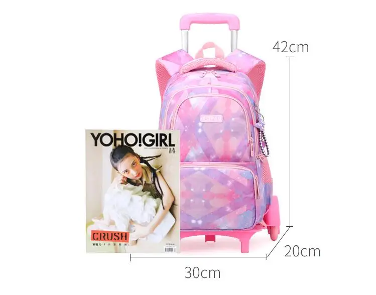 School Rolling Backpack Girls Kids 18 inch 6 Wheels  2 Wheels  Elementary School Bookbag With Trolley Luggage Bag for boys