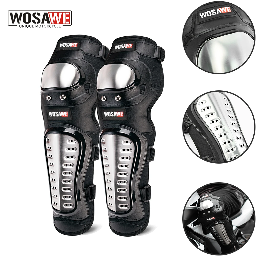 WOSAWE 성인용 하드 쉘 모토크로스 무릎 패드, 지지대 스포츠 오프로드 가드, MTB 스노우보드 팔꿈치 무릎 패드, 오토바이 보호