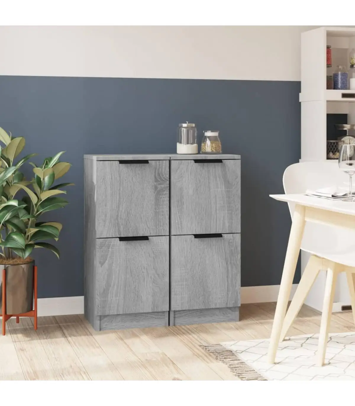 Sideboards 2 PAs plywood gray Sonoma 30x30x70 cm