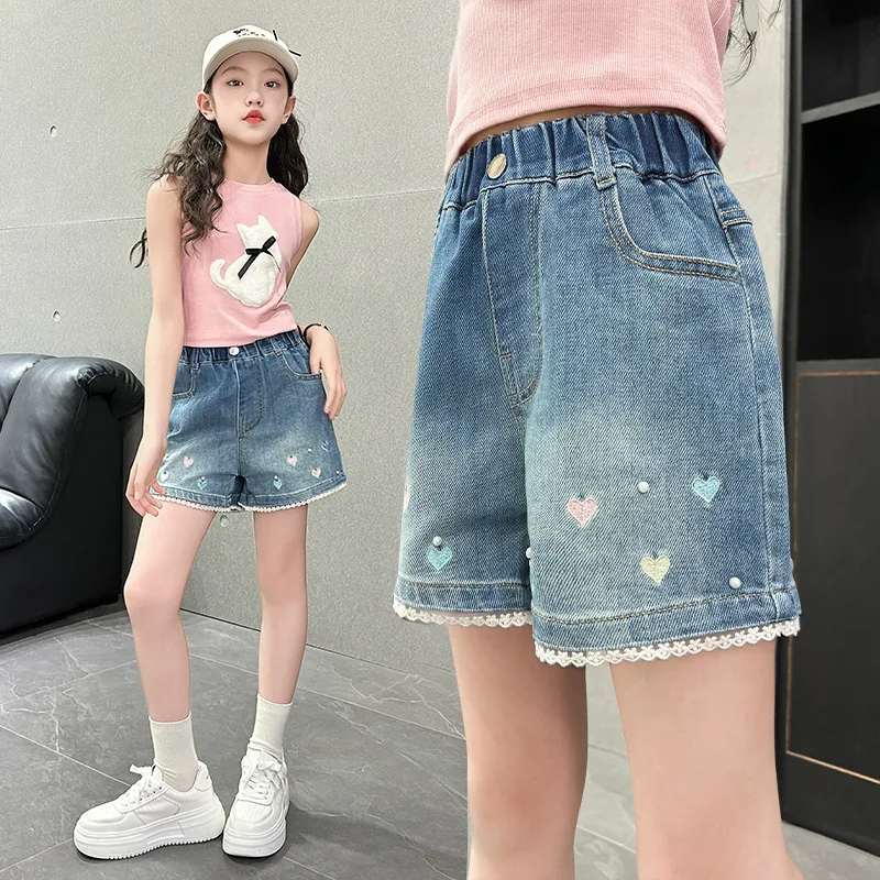 

Детские крутые уличные брюки, облегающие детские рваные джинсовые шорты с отверстием для девочек-подростков, повседневные летние рваные рваные шорты