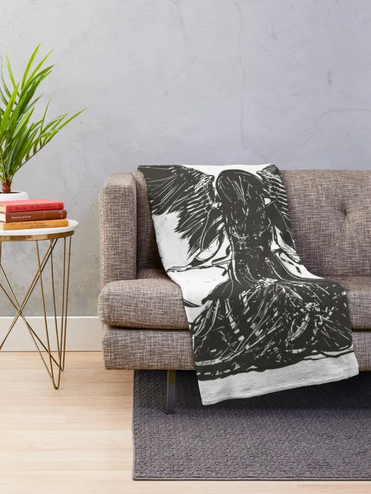 Black Sickle Wings Throw Blanket Plush funny gift Blankets