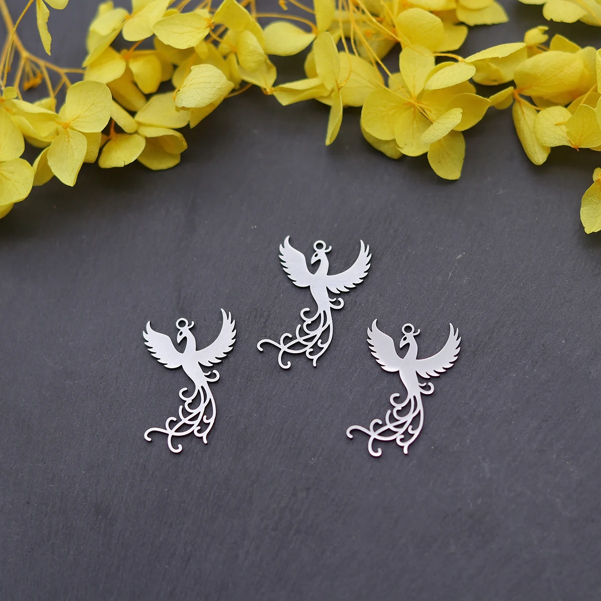 3 قطعة تخريمية ذهبية فينيكس بيرد لتقوم بها بنفسك اكسسوارات الفولاذ المقاوم للصدأ قلادة جالبة للحظ لصنع المجوهرات أقراط قلادة المواد #2