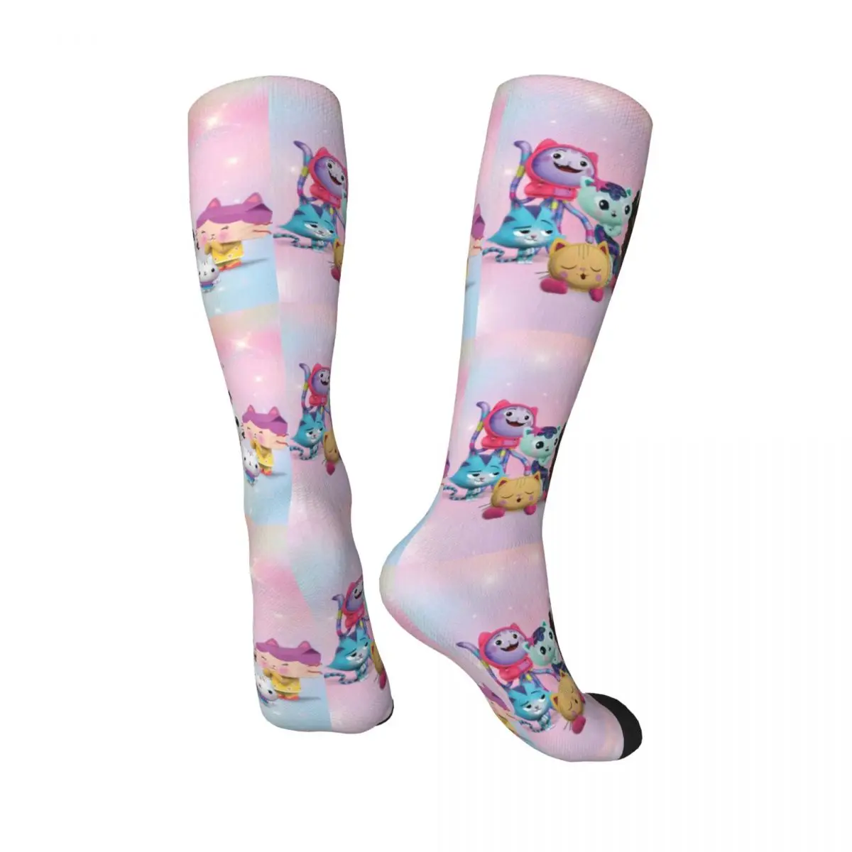 Calcetines hasta la rodilla con estampado 3D de dibujos animados para mujer y niña, medias hasta la rodilla con diseño de gato Mercat, casa de muñecas, deportes, baloncesto