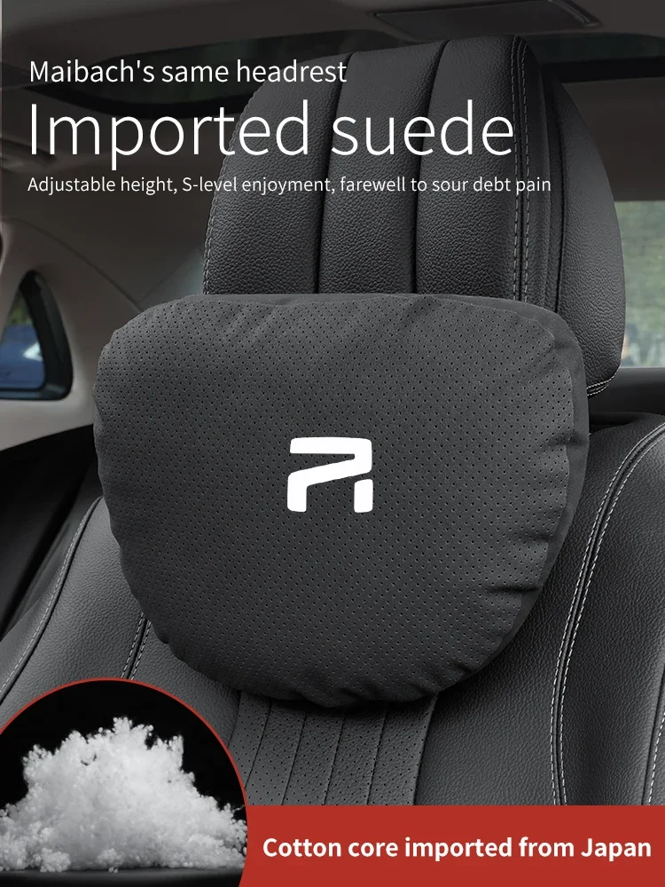 RISING AUTO F7 R7 RC7 ER6 R-AURA Suede Car Headrest Neck Support Seat Lumbar Cushion Soft Neck Pillow Waist Pad Auto Accessories