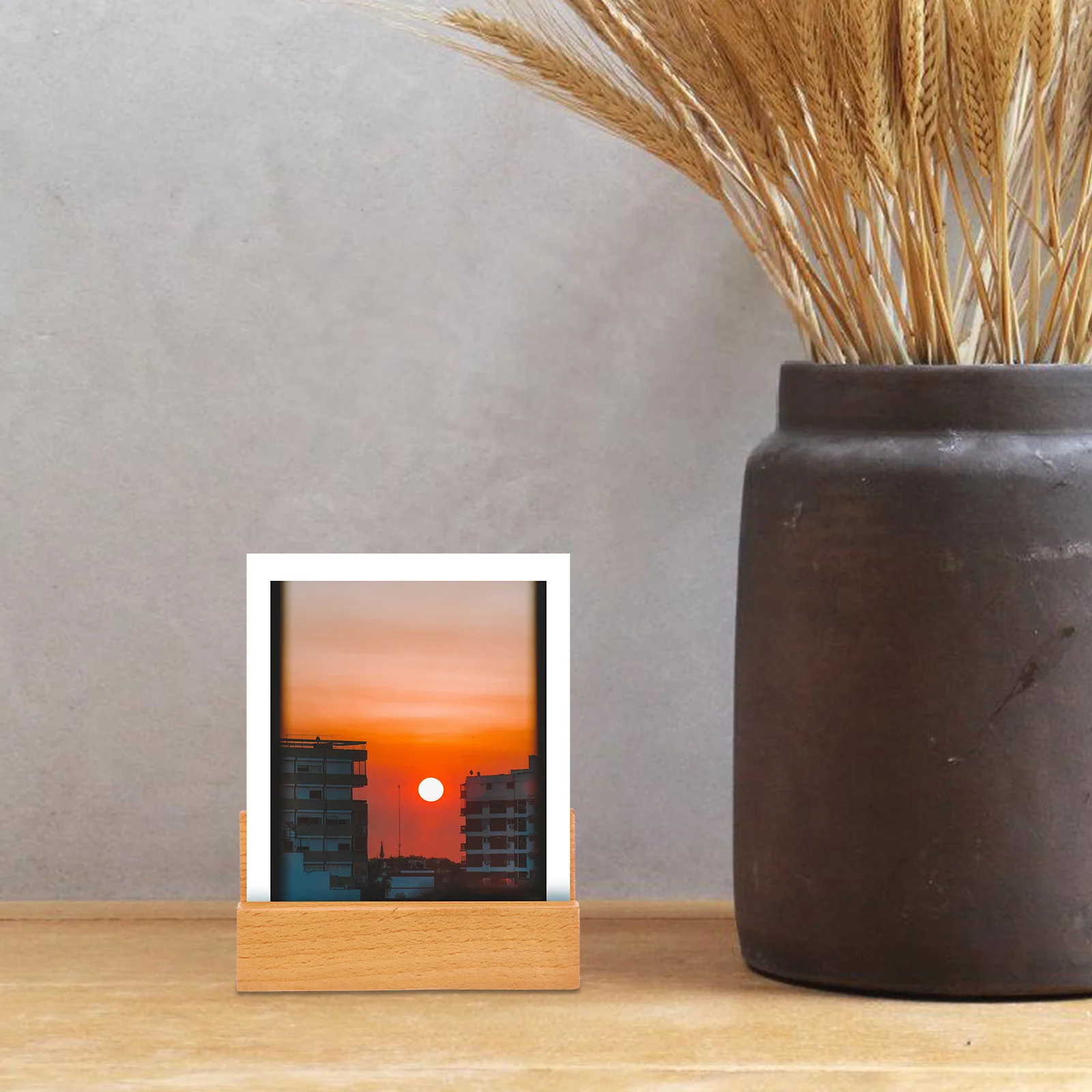 

Dual Slot Wooden Desk Stand for Calendar and Cellphone Holder Business Card Display Accessory Tabletop Flip Calendar Rack