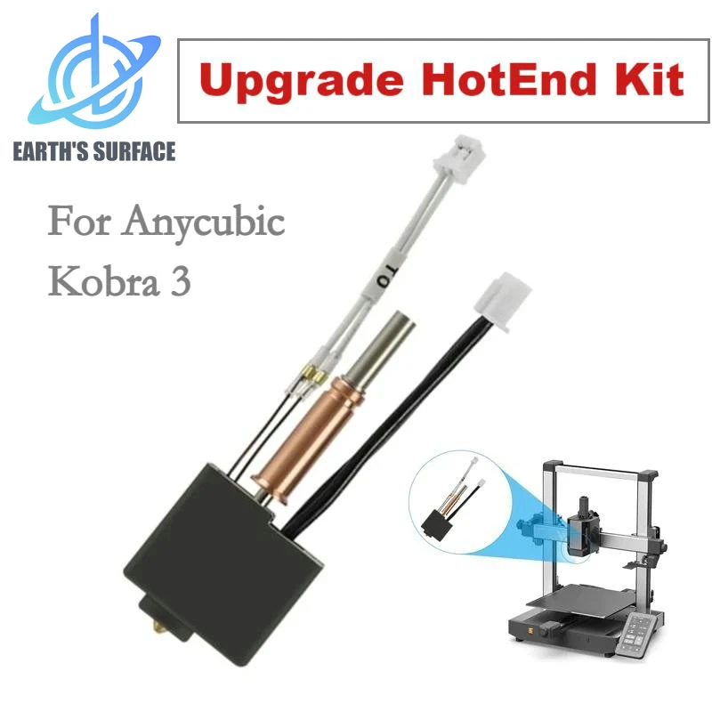 

DB-3D Printer Parts Kobra 3 Hotend Kit 0.4mm Combo Nozzle Thermistor Heating Tube 24v 50w Heater Block For Anycubic Kobra 3