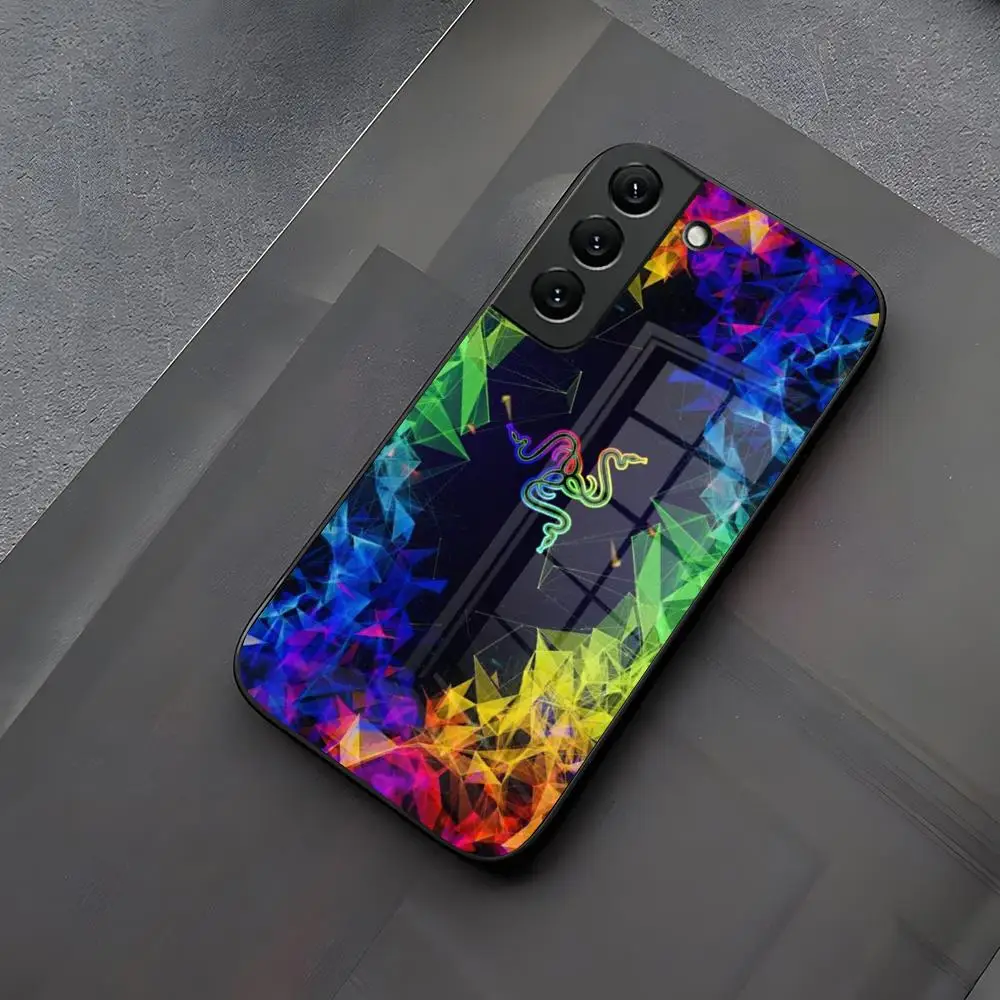 R-Razer 전화 케이스 유리 삼성 갤럭시 S25 S24 S21 S23 S22 S20 Ultra Fe Plus A14 A16 A54 A24 A55 A53 커버