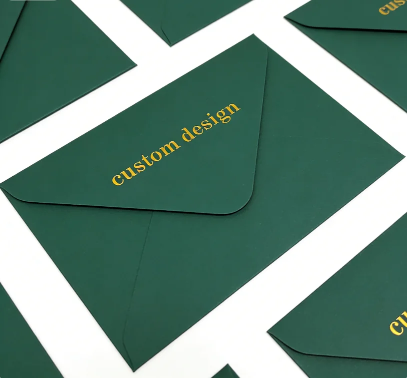 50 PCS Custom Double Glue Paper Envelopes With Logo Text, High Quality Business Wedding Invitation Mailing Envelopes