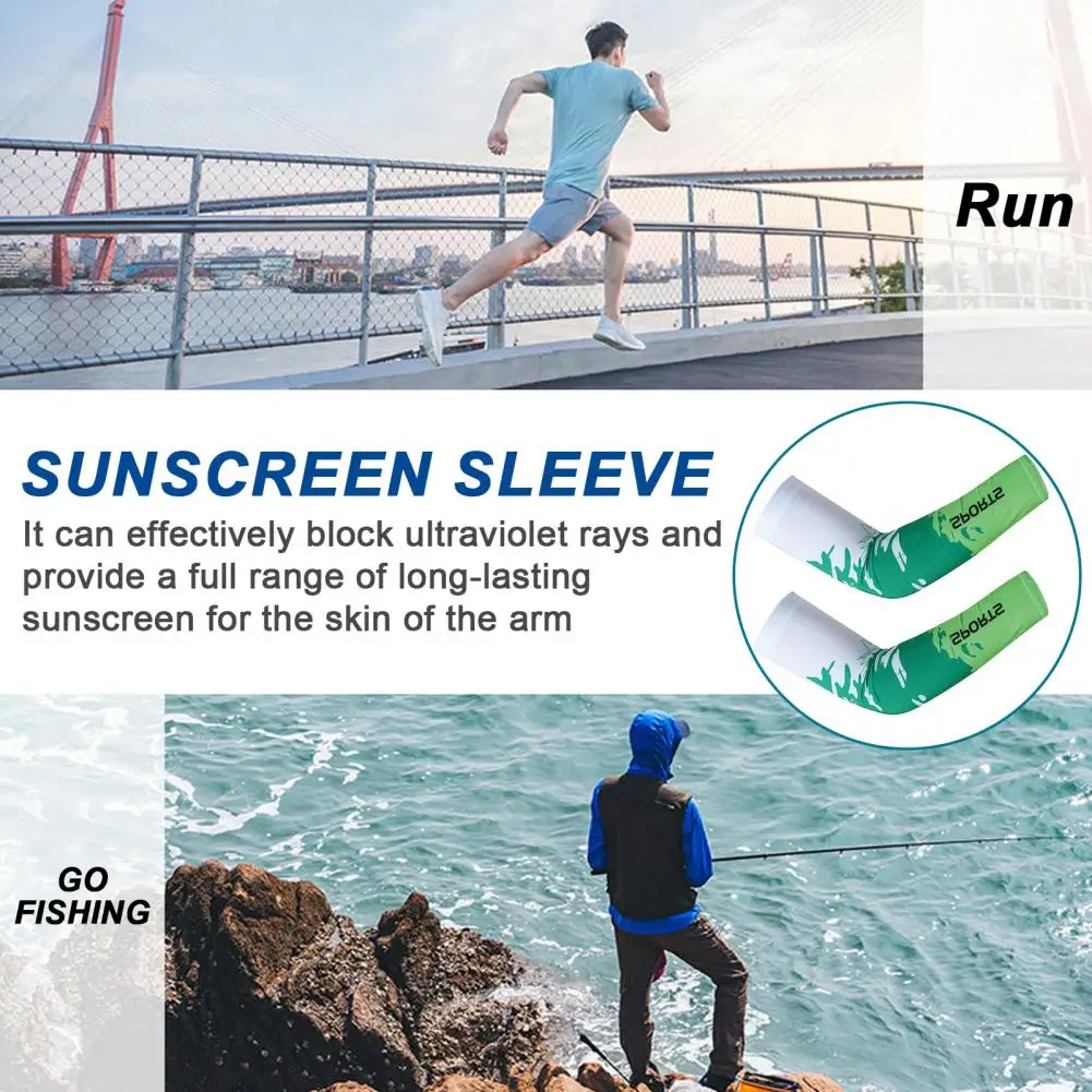 1 Pair Summer Ice Silk Arm Sleeves UV Sun Breathable Anti slip Elastic Outdoor Cycling Fishing Long Cooling Arm Cover