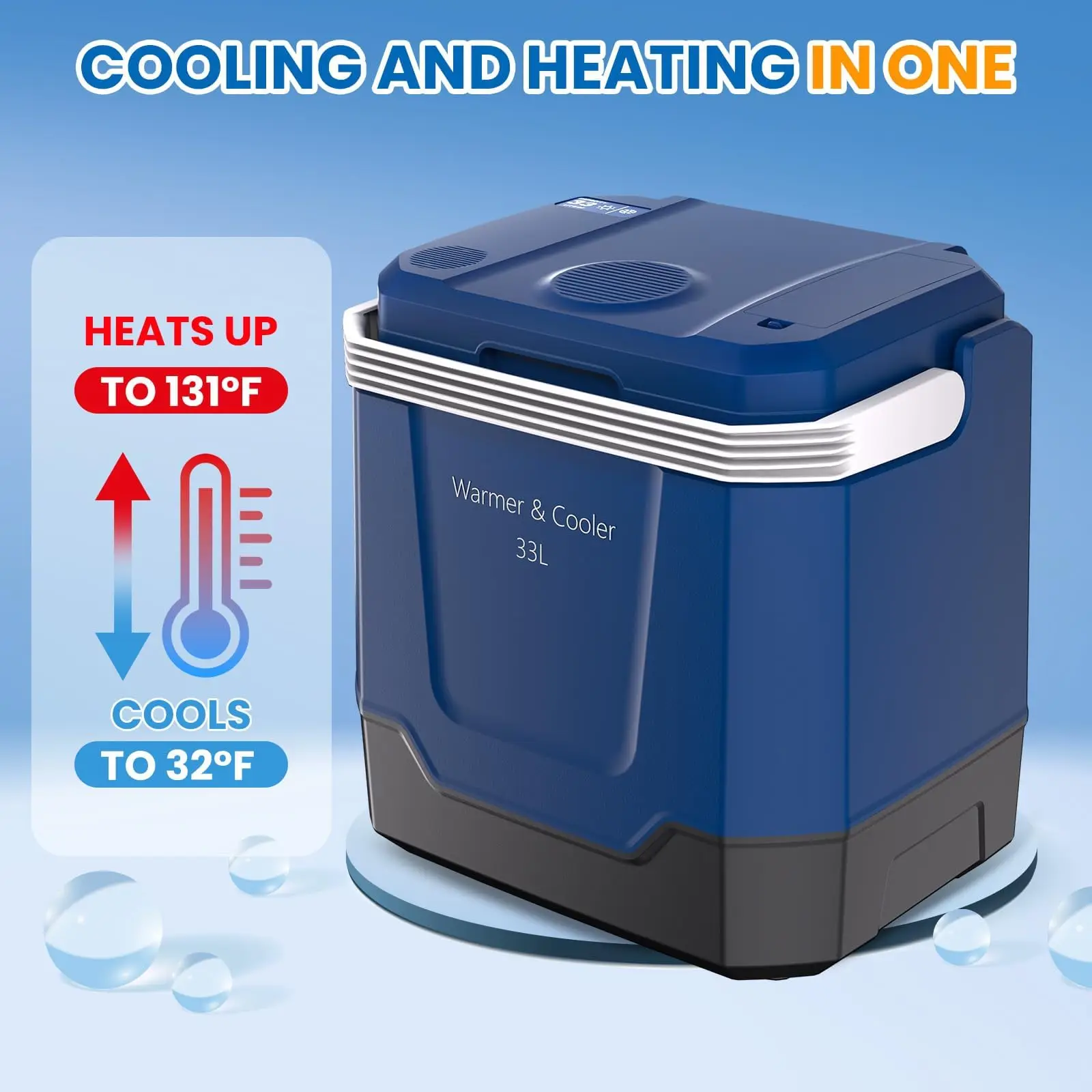 35QT Electric Cooler, Portable Car Refrigerator & Plug-In Cooler with 12V DC & AC Power, Travel Cooler for Camping, Road Trips, Truck Travel & Home Use, car fridge with Locking Handle