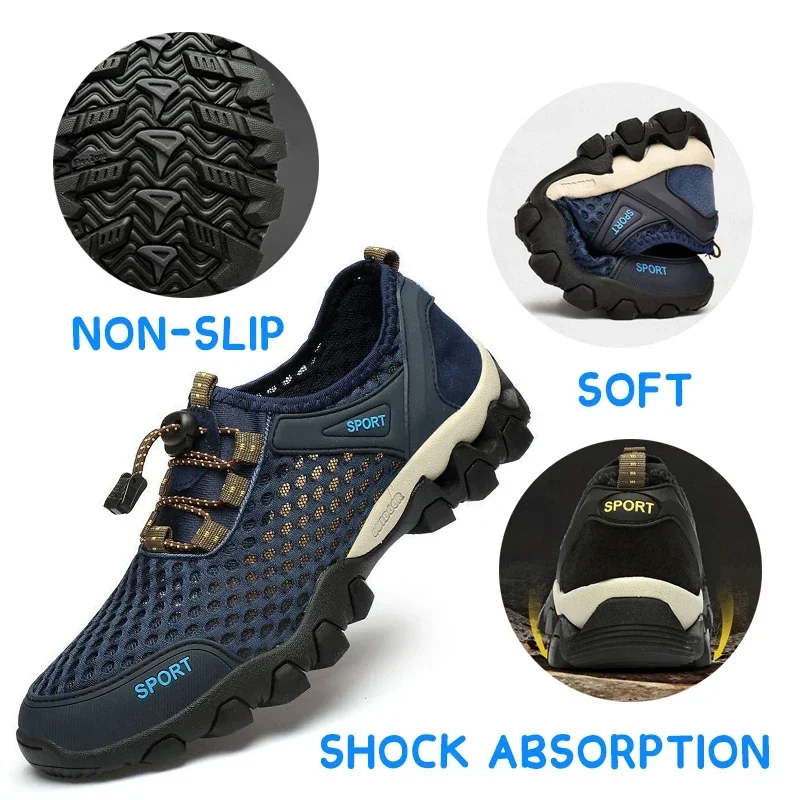 

Аква-обувь, дышащие сетчатые водные кроссовки, уличная повседневная обувь для скалолазания, мужская треккинговая походная обувь, эластичная мягкая спортивная обувь