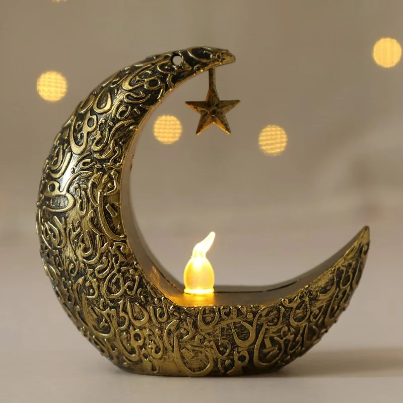 Eid Gift Moon Style Candlestick Lights Middle East Kareem Home Ramadan Decoration Eid Mubarak Al Adha Gurbang Festival Supplies