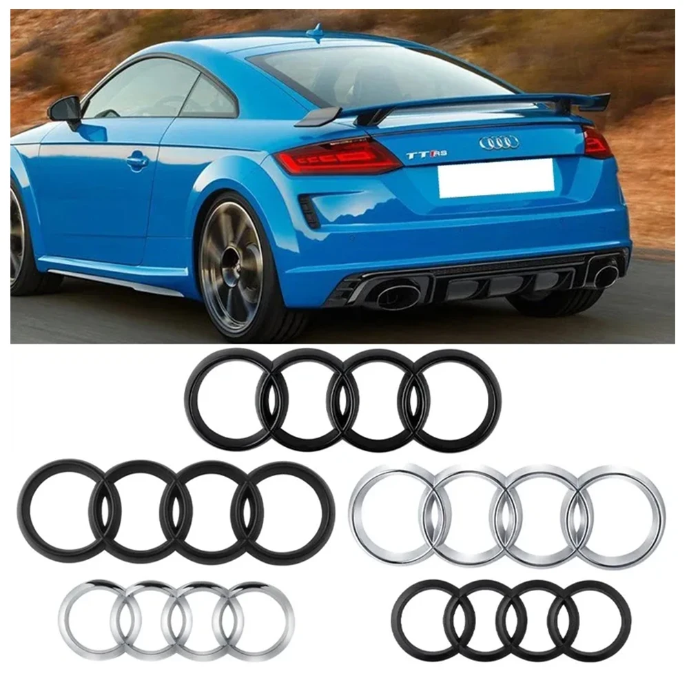 4 Ring ABS 177mm 192mm 202mm 216mm 230mm Car Rear Trunk Emblem Logo Badge Sticker Decal For Audi A3 A4 A5 A6 A7 Q2 Q3 Q5 Q8 TT