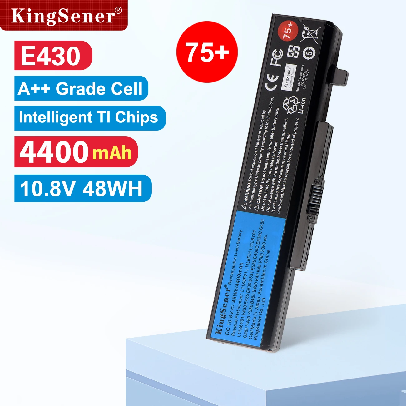 KingSener-batería Y480 Y485p de 4400mAh para Lenovo, ThinkPad Edge, E430, E440, E431, E435, E530, E531, E535, E540, E430C, E545, E530, 45N1043