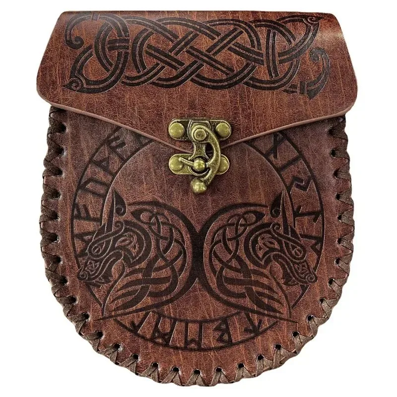 

1 шт., ретро, винтажная, средневековая поясная сумка, дракон, волк, узор, Хэллоуин, косплей, сумка на шнурке, кошелек для монет