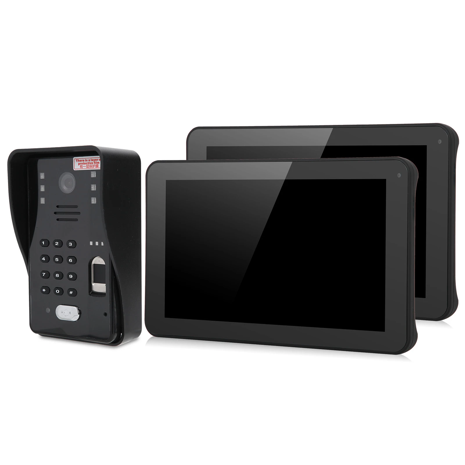 Timbre de vídeo de 9 pulgadas con cable Wifi 2 monitores contraseña de huella digital Kit de portero de visión nocturna tarjeta IC sistema de Control de acceso remoto