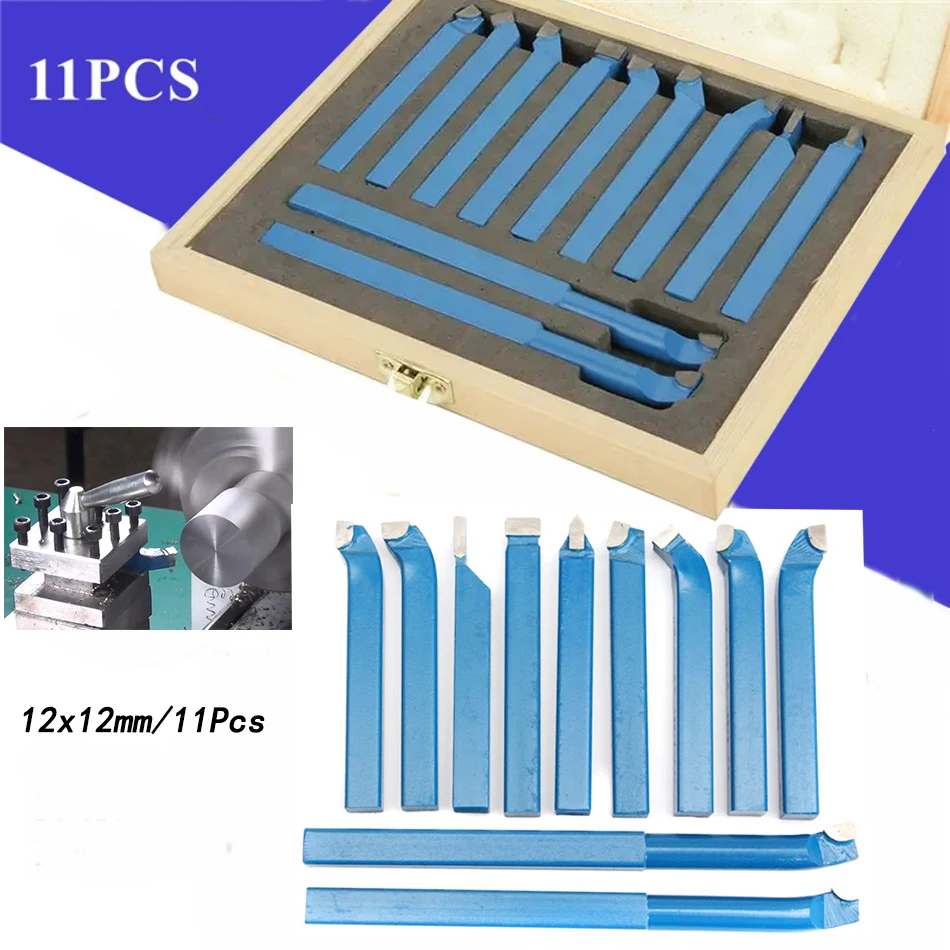 

11pcs Metal Lathe Turning Tool Set 12mm Shank Boring Bit Set Carbide Tip Cutting Mini Lathe Tool Set For Mini Metal working Lath