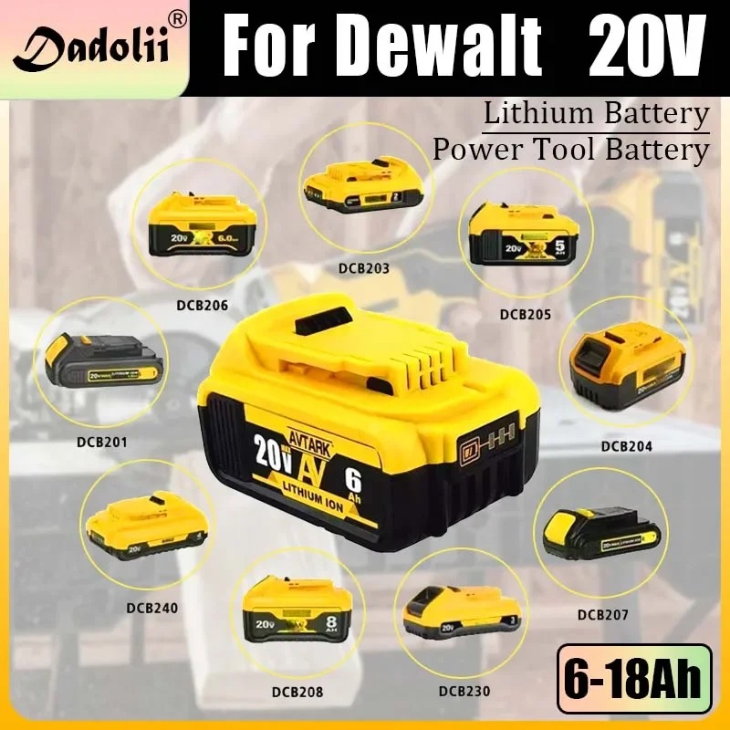 For dewalt 20V 6.0Ah Rechargeable battery for Dewalt Cordless screwdriver drill Screw gun wrench impact batteries DCB200 DCD790