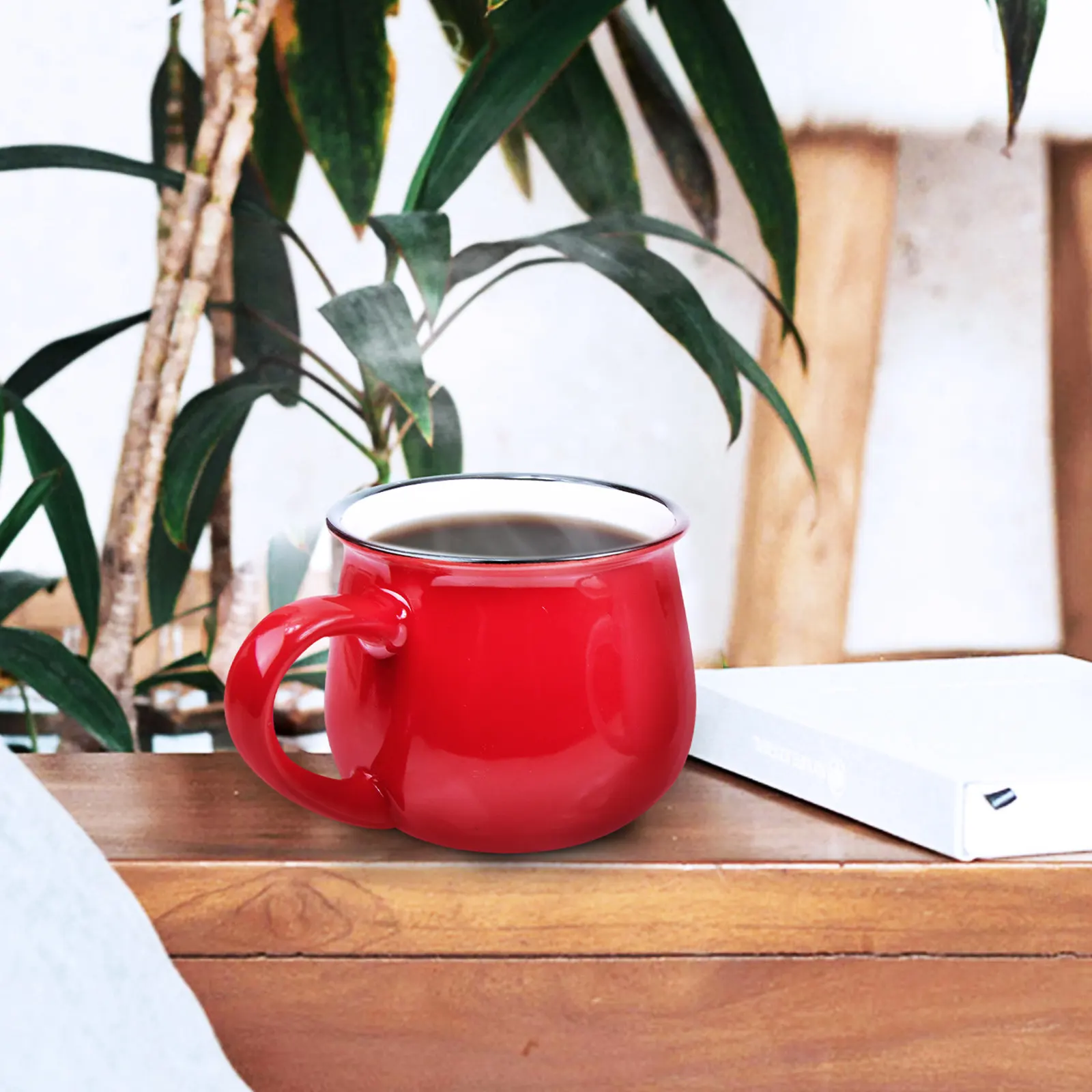 2Pcs Ceramic Coffee Mug with Non-Slip Handle for Latte Art Cappuccino Tea Milk Juice Wine Hot Chocolate Home Coffee Shop Use