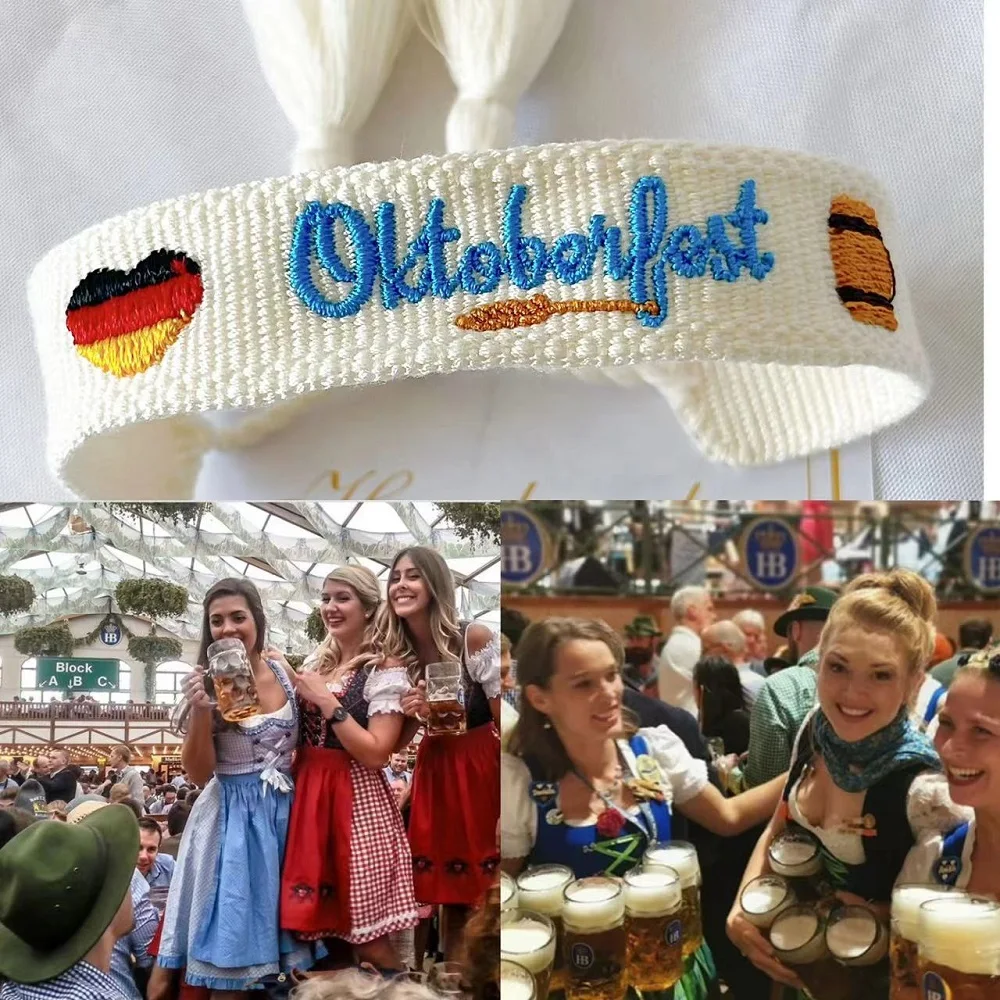 Ręcznie robione bransoletki na Oktoberfest Tkane regulowane bransoletki z frędzlami dla miłośników piwa